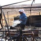 بالصور: مستوطنون يحرقون خيمة في عين سامية شرقي كفر مالك في رام الله والبيرة