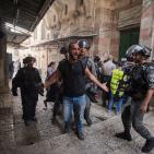 اعتداء المحتلين  على المصلين في المسجد الاقصى  اليوم الاثنين 14/9/2015