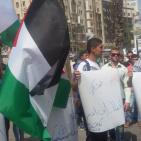 تظاهرة منددة بالاعتداءات التي يتعرض لها المسجد الأقصى من قبل الاحتلال  وسط مدينة رام الله اليوم.