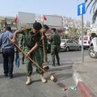 اﻻجهزه اﻻمنيه في نابلس  تشارك يوم حمله النظافة العالمي في نابلس