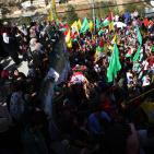 تشييع جثماني الشهيدين محمد شماسنة وعمر الفقيه في بلدة قطنا شمال غرب القدس،