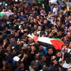 تشييع جثماني الشهيدين ليث اشرف مناصرة  وأحمد أبو العيش (28) ع في مخيم قلنديا