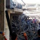 وفاة عامل و20 اصابة جراء انهيار سقف مبنى بجامعة الأقصى في خانيونس
