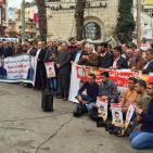 اعتصام تضامنا مع الاسير الصحفي محمد القيق في رام الله