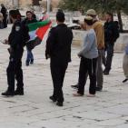 اعتقال شاب لرفعه علم فلسطين في وجه مستوطنين اقتحموا الاقصى