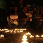 جنين: إضاءة شموع تضامنا مع الأسير أبو شملة والأسرى المضربين