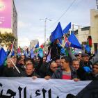الخليل: مسيرة الحراك العمالي الفلسطيني للمطالبة باسقاط قانون الضمان الاجتماعي