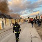 صور وفيديو: حريق ضخم في معمل أدوات منزلية غرب رام الله