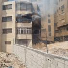  حريق في عمارة سكنية في بلدة الرام شمال القدس