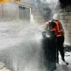 صور: الدفاع المدني بغزة يسيطر على حريق في نقطة لتعبئة الغاز