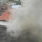 شاهد: اندلاع حريق في مطعم وسط مدينة غزة