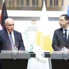 المالكي يُطلع الرئيس القبرصي ووزير الخارجية على مجمل التطورات الفلسطينية