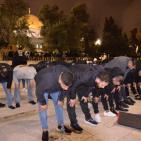 بالصور| آلاف المصلين يؤدون صلاة العشاء والتراويح في المسجد الأقصى 