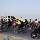 بالصور: انطلاق مسار دراجات مجتمعي متزامن بين غزة ورام الله والبيرة