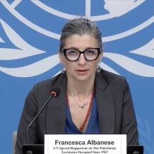 ألبانيز: الجميع مسؤول أمام القانون الدولي لصمته على المجازر الإسرائيلية بحق الفلسطينيين