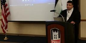 محاضرة حول القضية الفلسطينية لطلبة الدكتوراه واساتذة جامعة "نورث الينويز" الامريكية