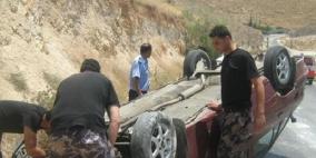 اصابة مواطن اثر انقلاب مركبته جنوب رام الله