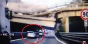 فيديو.. لحظة انهيار جسر أثناء مرور شاحنة فوقه