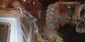 بالصور : اصابة مواطن على الاقل في حادث سير غرب نابلس