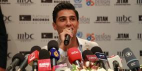 مؤتمر صحفي للفنان محمد عساف في مدينة رام الله