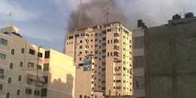 صور أولية لقصف برج الشروق وسط غزة