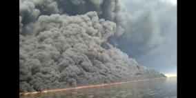 بالفيديو .. نيران تلتهب في دجلة بسبب مهربي النفط