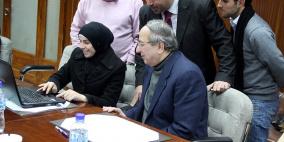 رئيس غرفة وتجارة نابلس يستضيف طلاب انجاز من كلية هشام حجاوي