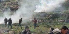 إصابات بالاختناق في مسيرة الخضر التضامنية مع الأسرى المضربين