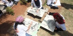 رسومات تضامنية مع اهالي غزة وسط رام الله