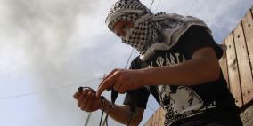 من المواجهات التي اندلعت بعد تشيع جثمان الشهيد محمد عصفور من قرية عابود شمال غرب رام الله هذا اليوم