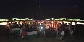 اضاءة شموع على أرواح شهداء فلسطين أمام البرلمان الفدرالي في استراليا‎