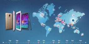 سامسونج تنشر خريطة لأماكن ومواعيد طرح “جالاكسي نوت 4″ حول العالم