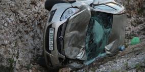 حادث سير  في منطقة عيون الحرامية بين رام الله و نابلس عصر اليوم