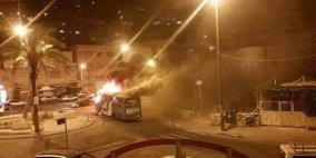 احتراق حافلة اسرائيلية في القدس المحتلة