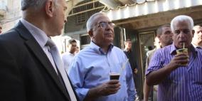 جولة  الدكتور سلام فياض رئيس وزراء فلسطين في أحياء البلدة القديمة في نابلس اليوم