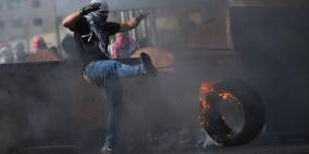 مواجهات المدخل الشمالي لمدينة البيرة اليوم الخميس