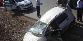 اصابة 3 مواطنين جراء حادث سير ذاتي في بلدة المغير شمال رام الله