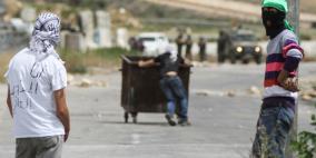 مواجهات قرب سجن عوفر تضامننا مع الاسرى المضربين عن الطعام