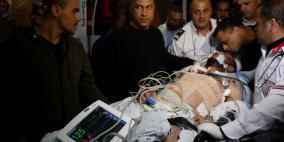 الصحفي المصاب أبو حسين يصل مجمع فلسطين برام الله