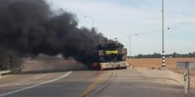 احتراق آلية إسرائيلية شرق مخيم البريج