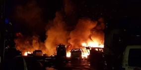 اندلاع حريق ضخم في "مشطب" للسيارات في برطعة غرب جنين