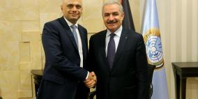 اشتية يطالب بريطانيا بالضغط على إسرائيل للإفراج عن أموال المقاصة كاملة