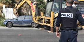 الشرطة و الاجهزة الامنية تتلف 60 مركبة غير قانونية جنوب نابلس
