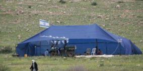 مستوطنون ينصبون خيمة في قصرة جنوب نابلس