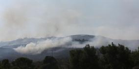 مستوطنون يضرمون النار في مساحات واسعة من الأراضي جنوب نابلس