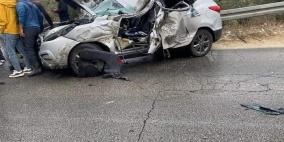 إصابات جراء حادث تصادم بين مركبة وشاحنة شرق بيت لحم