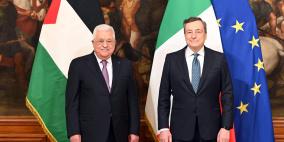 الرئيس عباس يجتمع مع رئيس وزراء إيطاليا