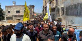 جنين: مسيرة حاشدة في جبع منددة بإعدام الشهيد غنام وعلاونة