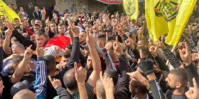 الجماهير الفلسطينية تشيع جثمان الشهيد السعدي في مخيم جنين