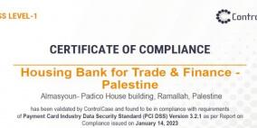 بنك الإسكان – فلسطين يحصل على شهادة الالتزام بمعايير أمن المعلومات وبيانات بطاقات وأنظمة الدفع الإلكترونية PCI DSS)) لعام 2023